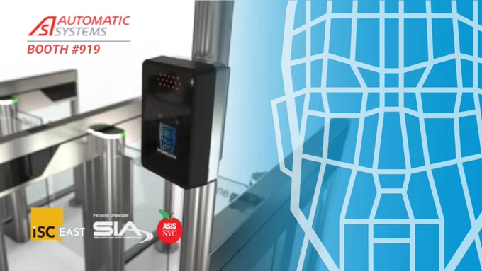 Facial biometric reader on a speedgate turnstile. 