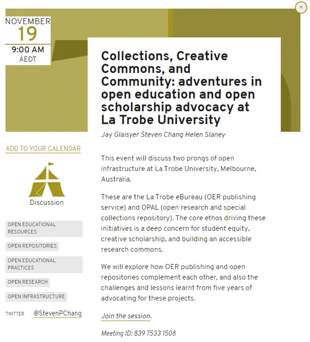 snapshot of our event description for Open Publishing Fest - see the link for more