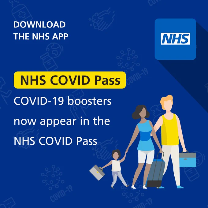 NHS COVID Pass
COVID-19 boosters now appear in the NHS COVID Pass.
