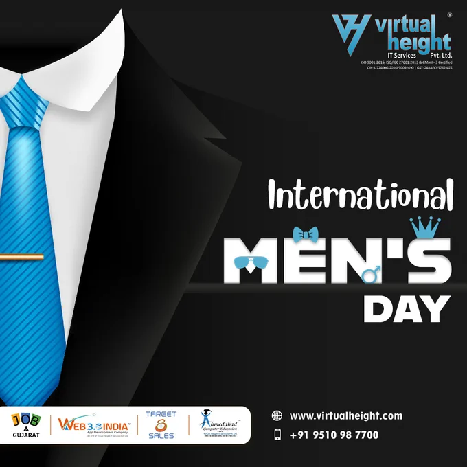 Let's celebrate the passion of manhood. Happy men's day..!!
.
.
.
#InternationalMensDay #MensDay #BestApplicationDevelopmentCompany #ahmedabadcompany #WebDevelopment #Appdevelopment #Gamedevelopment #itcompany #Web30India #VirtualHeight 