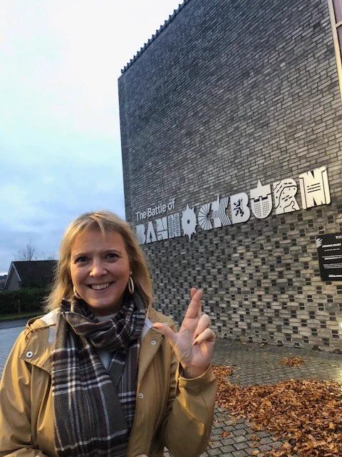Crossed finger selfie from a heritage visit to a museum in Scotland 