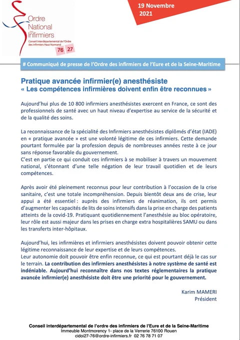 communiqué de presse du cidoi 27-76 en soutien au mouvement IADE