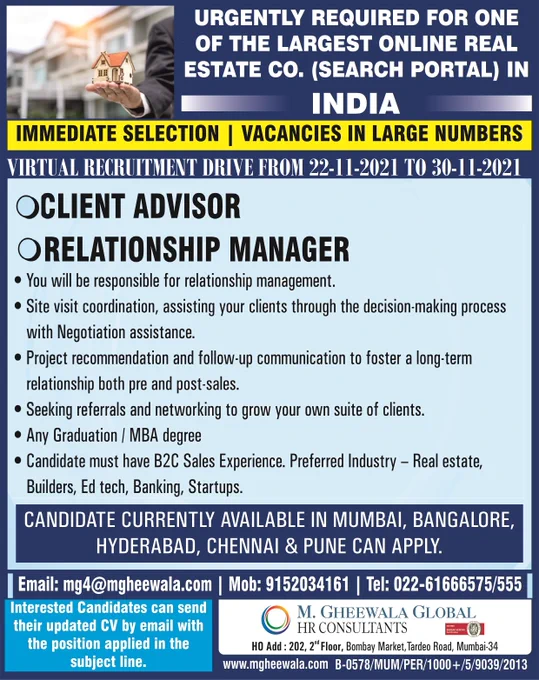 Client Advisor & Relationship Manager