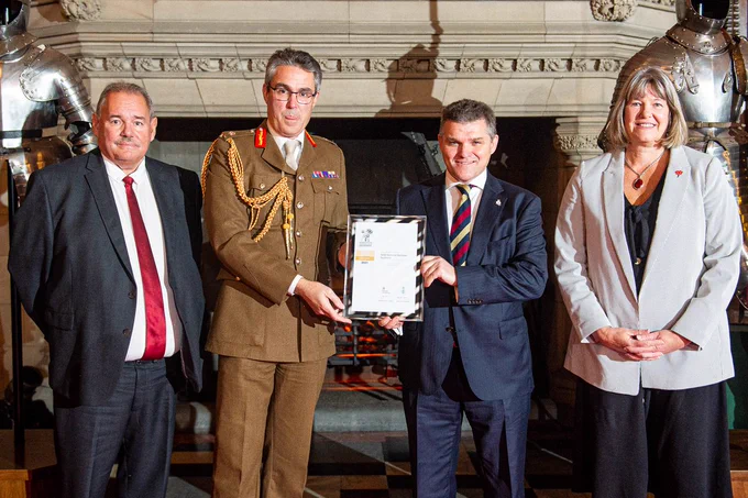 Pictured (left to right): Keith Redpath (NSS Chair), Lieutenant General James Swift (Chief of Defence People), Martin Bell (Director of P&CFS) and Mary Morgan (NSS Chief Executive)