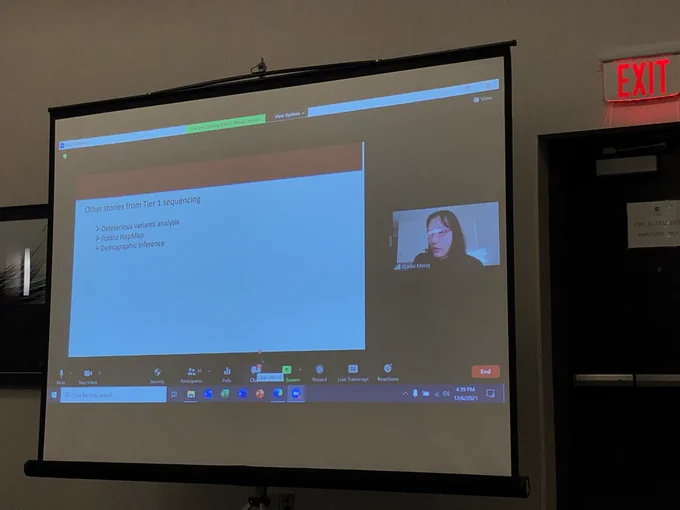 Dr. Xiaoxi Meng over zoom presenting a powerpoint discussing "Tier 1 sequencing"