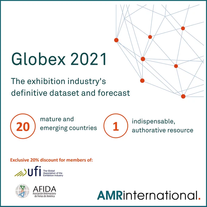 The 13th edition of Globex – the global exhibition organising market: assessment and outlook to 2023 – is now available to purchase online. Published by AMR International, the leaders in strategy consulting to the global events industry, Globex continues to be the only resource that provides a complete picture of the global exhibitions market.