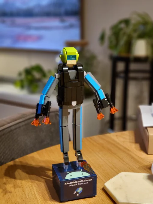 Jetpack hero figurine made out of Lego