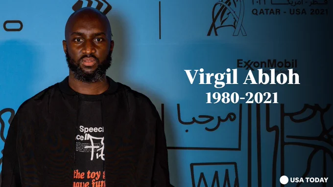 TEXT Virgil Abloh 1980-2021
IMAGE: Virgil Abloh posing on a red carpet