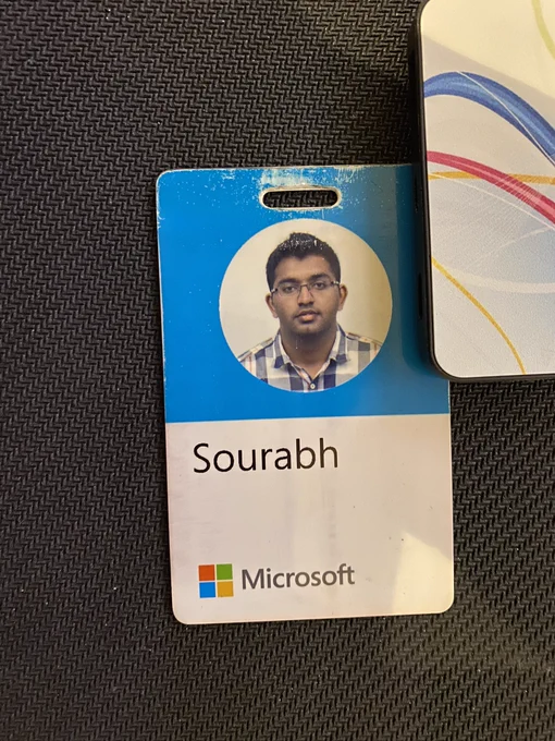 Picture of Sourabh’s Microsoft employee badge