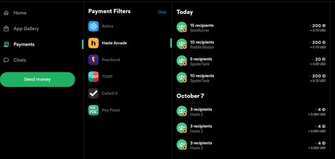 Payment Filters let you Filter transactions by App
