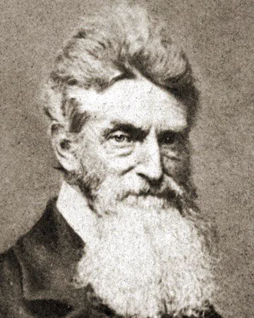 Very old picture of abolitionist John brown from the Smithsonian museum. Old black and white, grainy photo. John Brown has long grey beard.