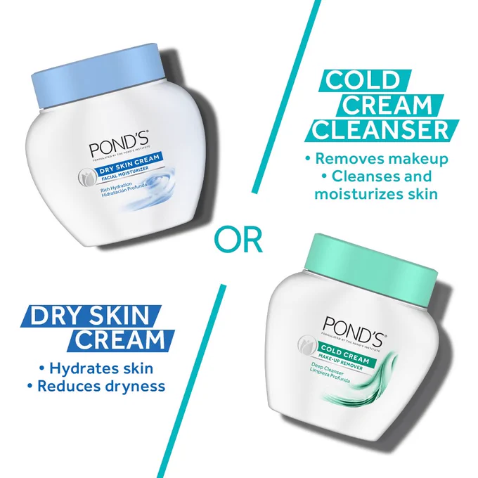 Graphic of ponds cold cream and dry skin cream