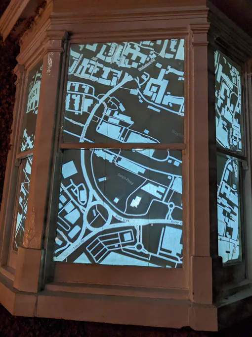 A black and white Google map of the University of Lincoln