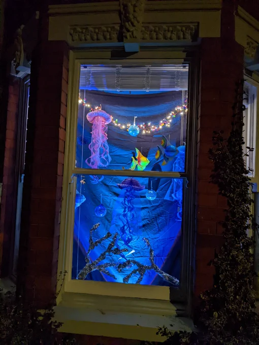 An underwater themed window display in Lincoln's West End