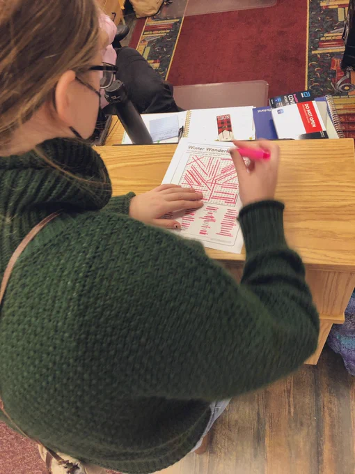 Student working on a Word Find activity