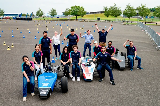 Oxford Brookes pose with the ADS-DV at Formula Student 2021