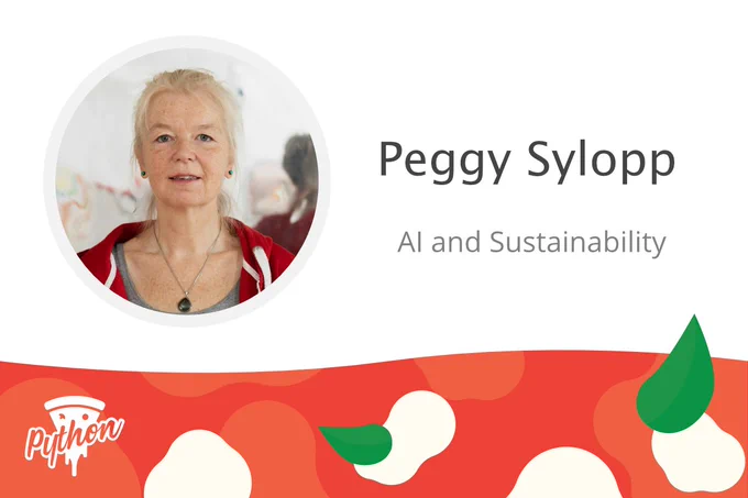 Keynote talk by Peggy Sylopp on Ai and Sustainability. Picture of Peggy