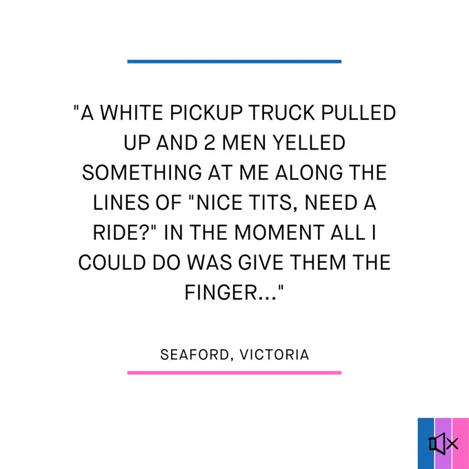 "A white pickup truck pulled up and 2 men yelled something at me along the lines of "nice tits, need a ride?" In the moment all I could do was give them the finger..."