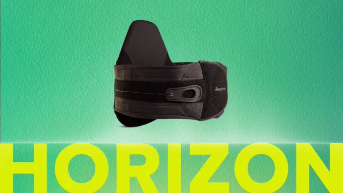 Green background with Aspen Horizon Brace image with text "HORIZON" in yellow