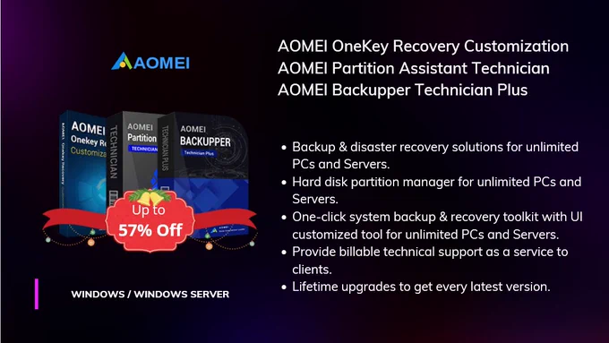 57% Off - AOMEI Software Technician Toolkit Coupons
