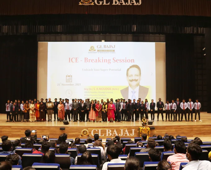 GL Bajaj Institute of Management, Greater Noida organized an #icebreakingsession on "Unleash Your Super-potential" on 25th of November, 2021.

Speaker for the session was Brig (Dr.) S.K. Moudgil, (Retd.). He started the session by showing a motivational video where he explains about the work done by each person to overcome a problem, from which he motivated the students to be energetic, and how to be focused on goal orientation.

All the students of #BBA & #BCA enjoyed this motivational & energetic session.
.
.
#GLBajajInstitute #potential #UnleashYourPotential #motivation #energetic #goaloriented #degreecollege #undergraduatedegree