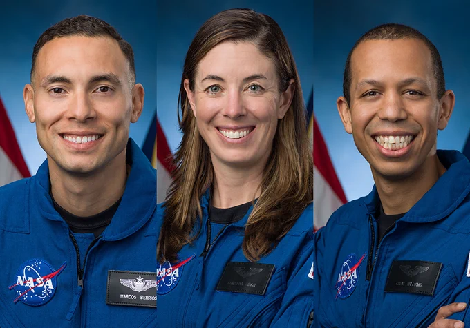 Marcos Berríos' official NASA photo. Christina Birch's official NASA photo. Christopher Williams' official NASA photo.