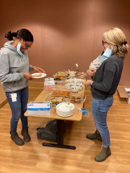 Celebrating the holidays with a multinational food potluck! Amazing food and people - including our newest (4wk old) lab member.
