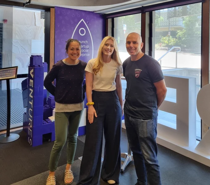 This is an image of Emily de la Pena, Zoë Black and Eban Escott at UQ Ventures ilab.