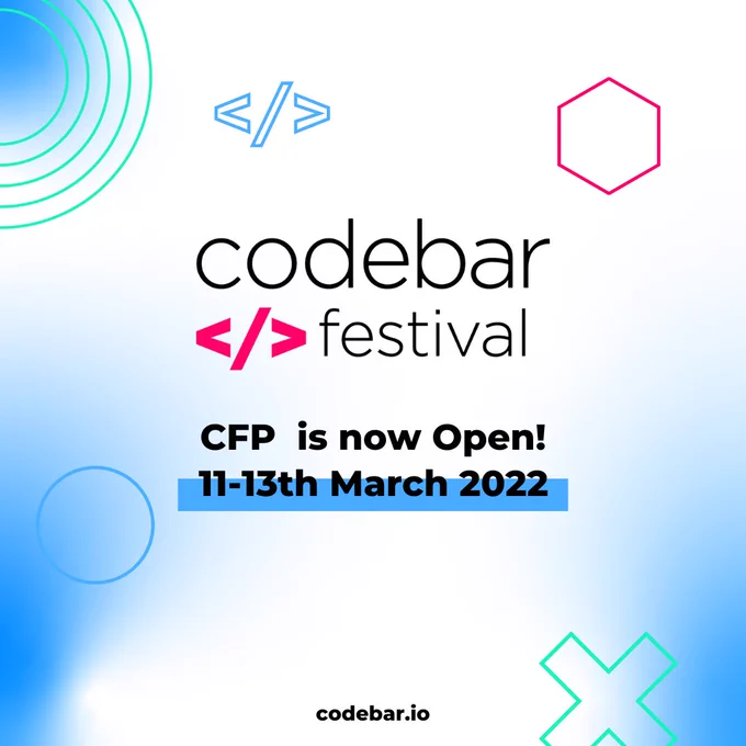 The Call for Proposals for codebar Festival is still open. If you have a proposal for a session on the topic code, career, or wellbeing please fill in the form below. We strongly encourage people to submit who may never have done a talk before.