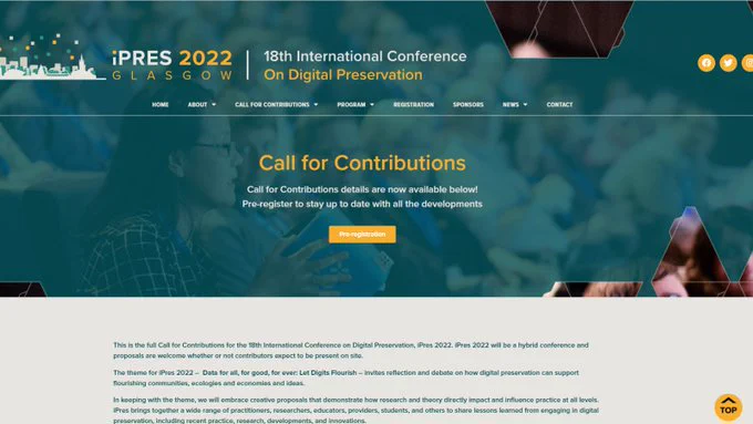 Call for Contributions website iPres 2022