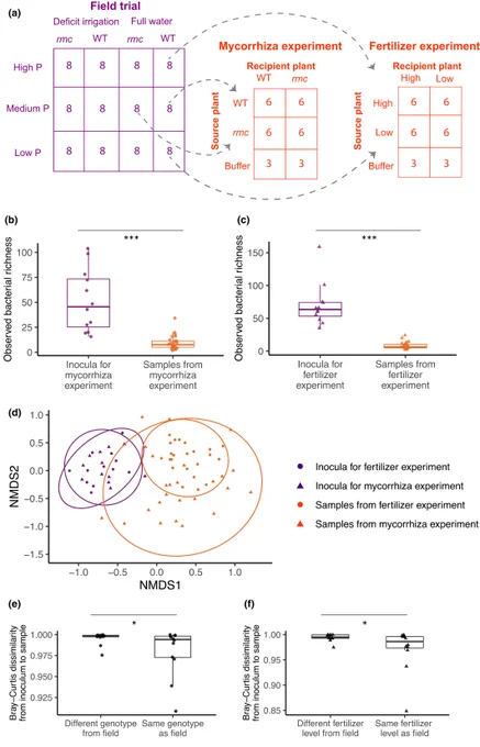 Diversity and compositional changes from field to growth chamber. 