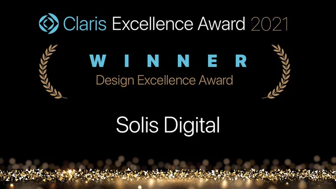 Thrilled to be able to report that on the back of our 2020 global award for Excellence in Development, Solis Digital have now followed this up by winning the 2021 #Claris Global Award for Excellence in Design. 

Many thanks to our amazing team who continually raise the bar, exceeding customer expectations for user experience and design.

#design #userexperience #FileMaker #UXDesign