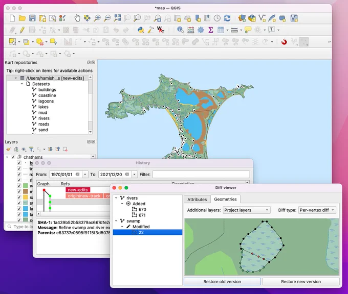 Using Kart to manage data in the QGIS desktop application.