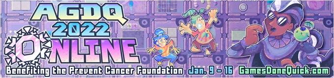 AGDQ 2022 official banner 2/4: featuring the characters from It Takes Two