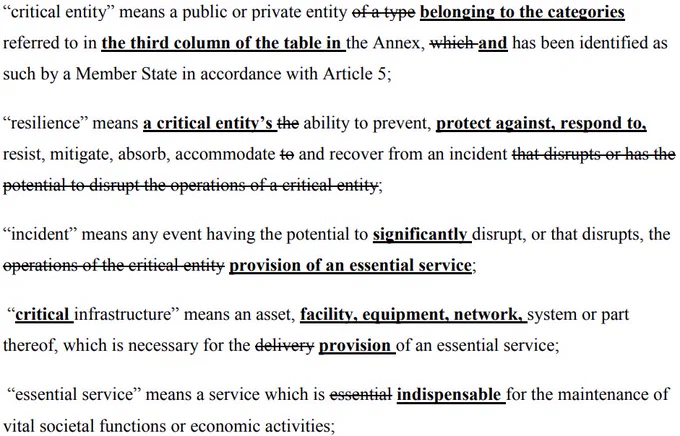 Proposal for a European Directive on the #esilience of critical entities