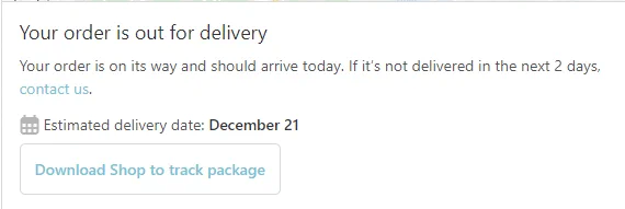 Estimated delivery date: 21 December