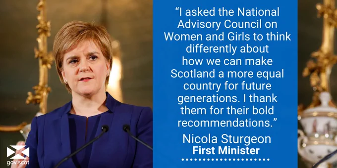 First Minister Nicola Sturgeon at Bute House responding to the National Advisory Council on Women and Girls report

