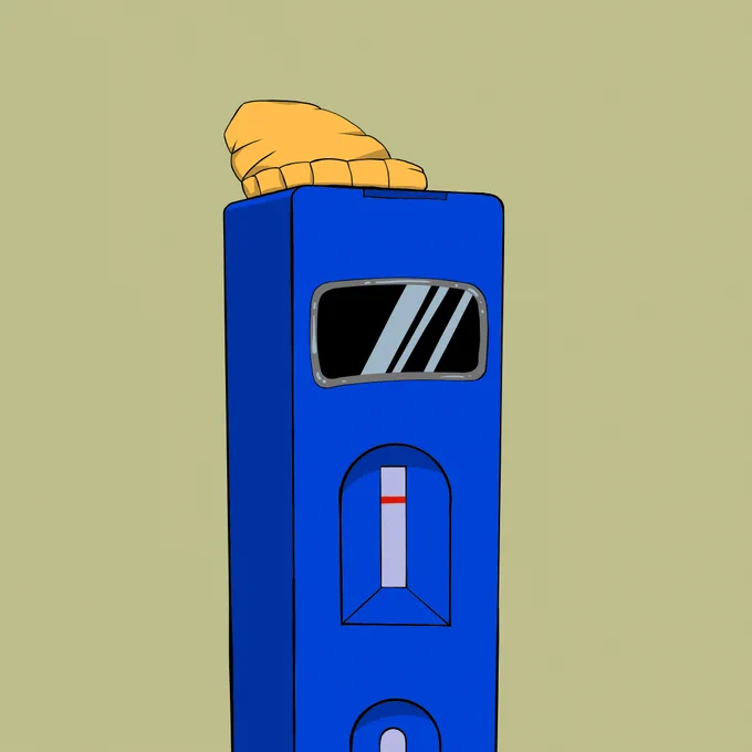 Blue lateral flow test drawn in the style of bored ape NFT.