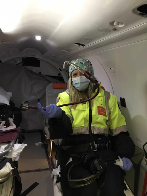 Paramedic holding a frozen stethoscope