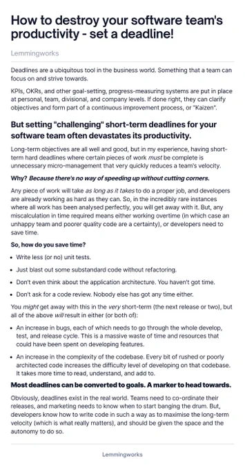 How trying to speed up the development process only slows things down.