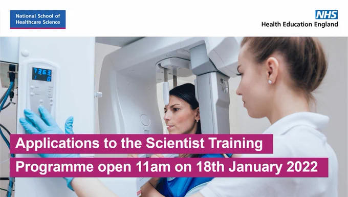 Image promoting applications for the Scientist Training Programme open 11am on 18th January 2022