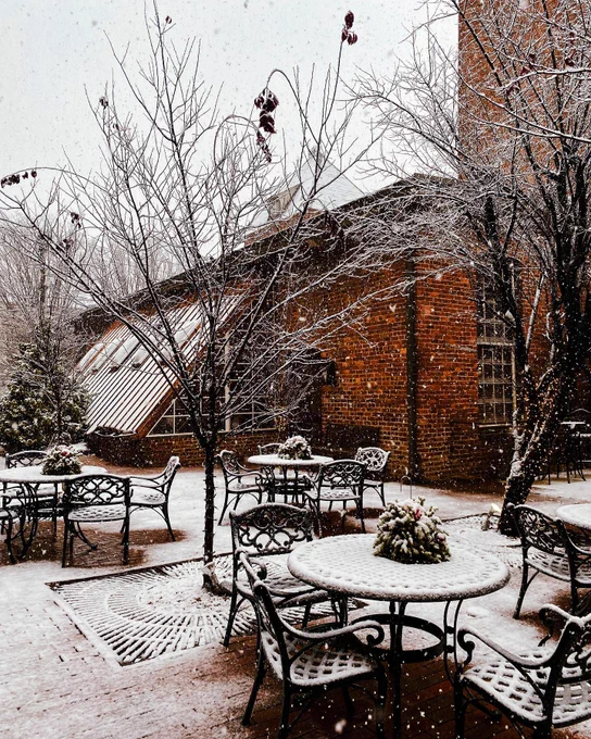 snow on the patio