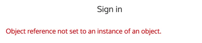 Meaningless error message during sign in process on a website
