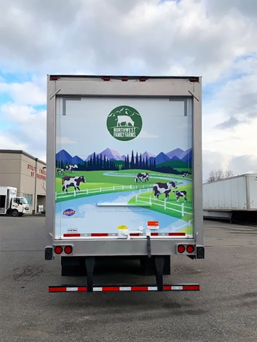 Darigold trailer graphics, treated with EcoFormat™ Coating.