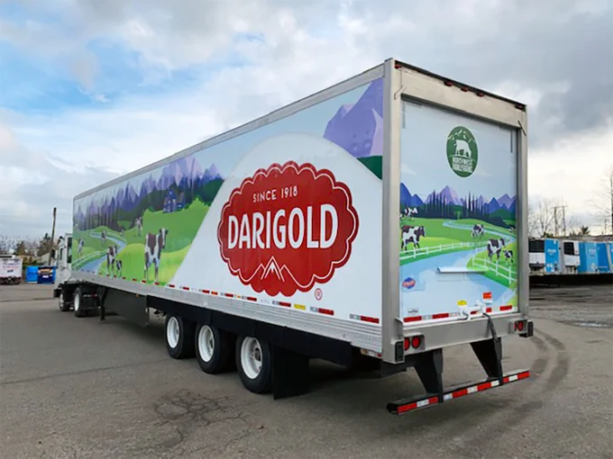 Darigold trailer graphics, treated with EcoFormat™ Coating.
