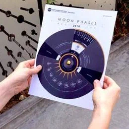 A person holds a Moon Phase Calculator
