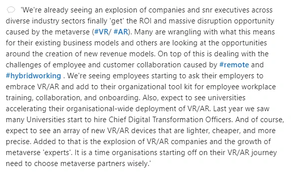 nspired by #ces2022 what tech will shape 2022? A selection of tech experts shares their thoughts on the #metaverse in a @FastCompany article [ https://www.fastcompany.com/90704618/the-biggest-tech-trends-of-2022] but here's #snobal CEO/CTO Murray James top tech trend for 2022:👇🏽
