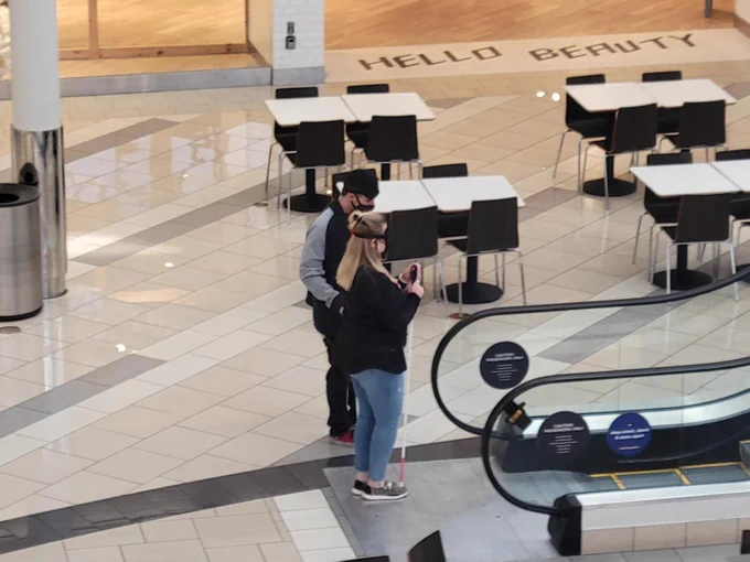 O&M students practicing and learning escalator skills