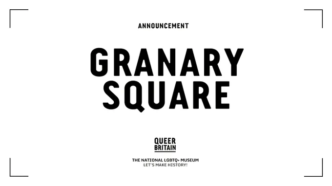 Black text on white background that says Announcement Granary Square with the organisation's logo.