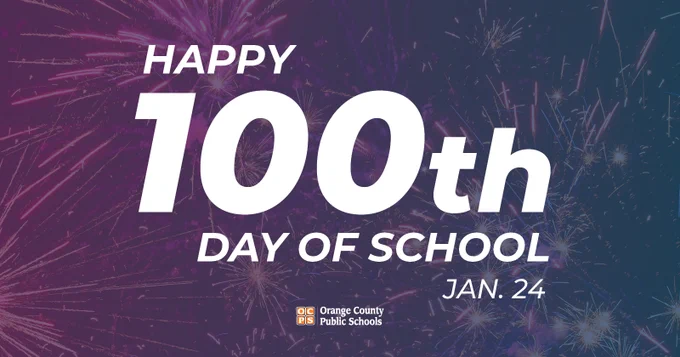 Happy 100th Day of School, January 24th. 